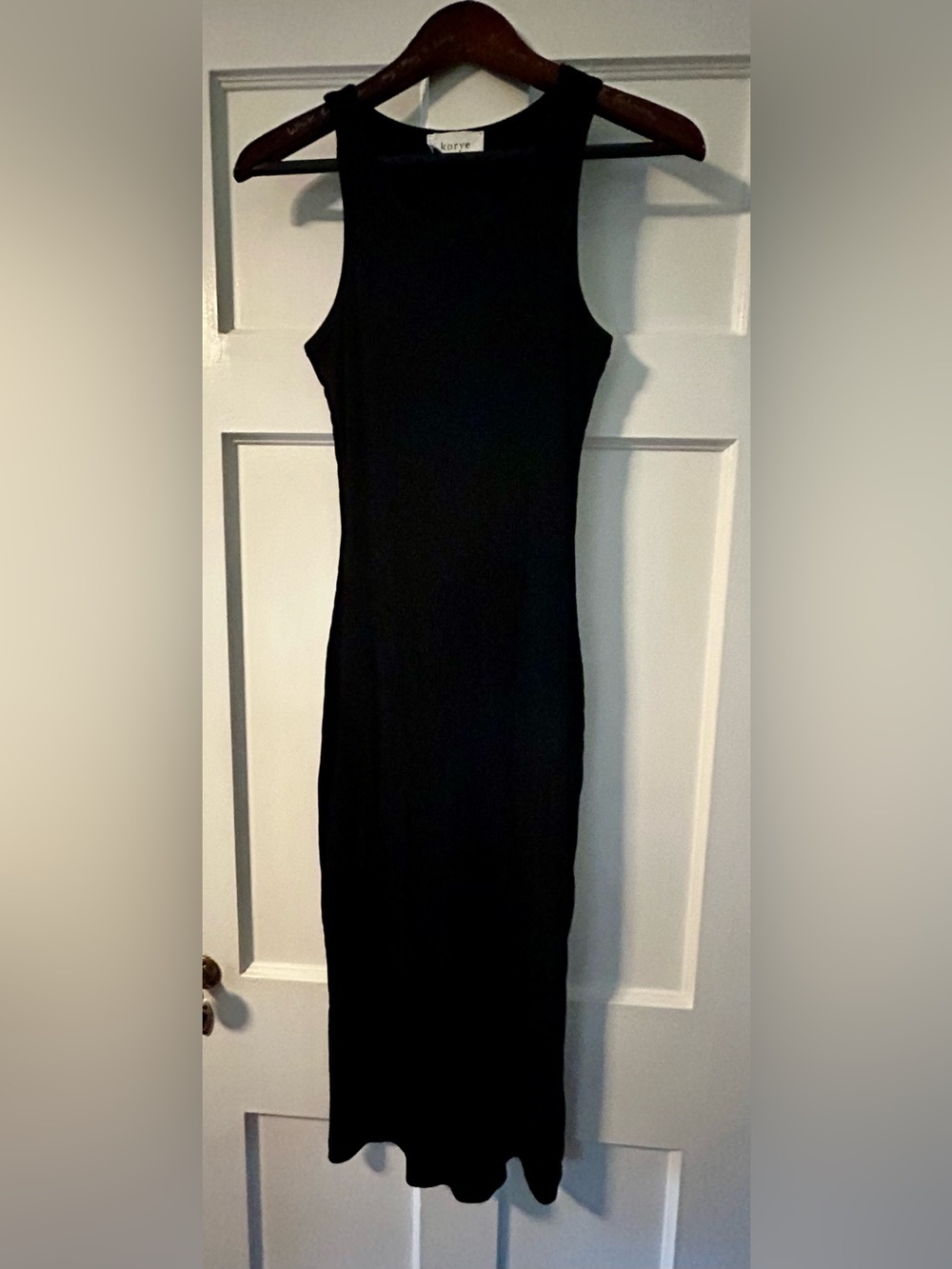 Korye Black Ribbed Long Fitted Dress